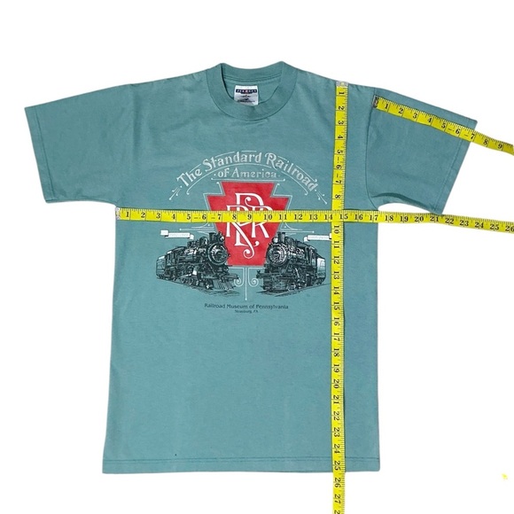 Standard Railroad of America Train Museum Graphic Short Sleeve Tee Shirt Teal S - Picture 3 of 12